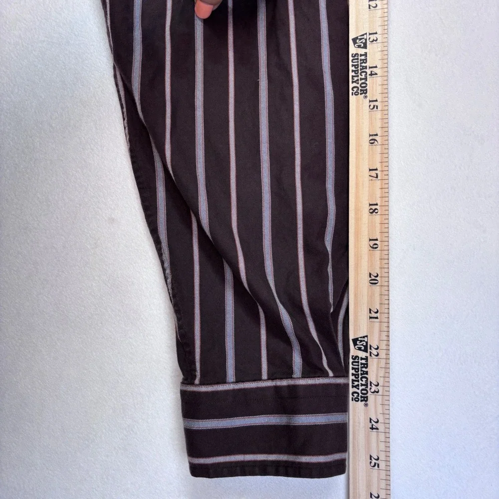 Duck Head Classic Mens‎ Long Sleeve Button Down Shirt Brown Stripe XX Large
